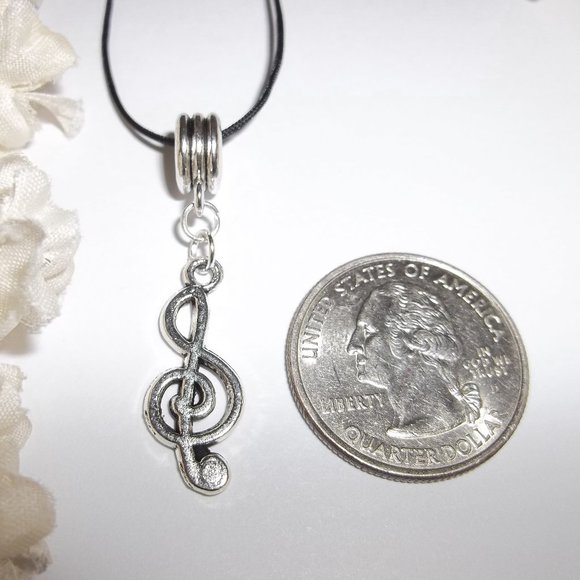 Music Note Necklace, Music Gift, Treble Clef Necklace, Gift for Music Lover A771 - Picture 2 of 10